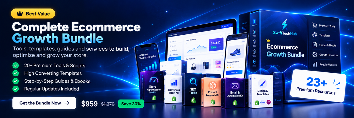 Complete Ecommerce Growth Bundle — premium ecommerce tools, templates, guides, and 30% savings
